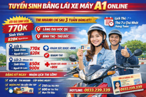 Đăng ký thi bằng lái xe máy A1 Thủ Đức